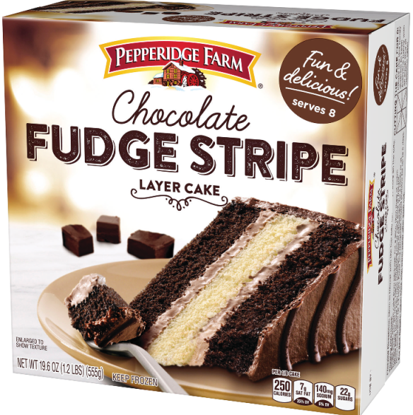 Frozen Chocolate Fudge Stripe Layer Cake