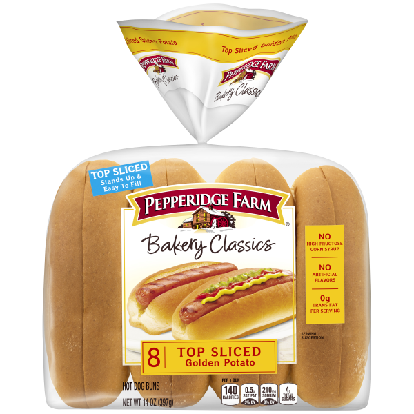 Top Sliced Golden Potato Hot Dog Buns Pepperidge Farm